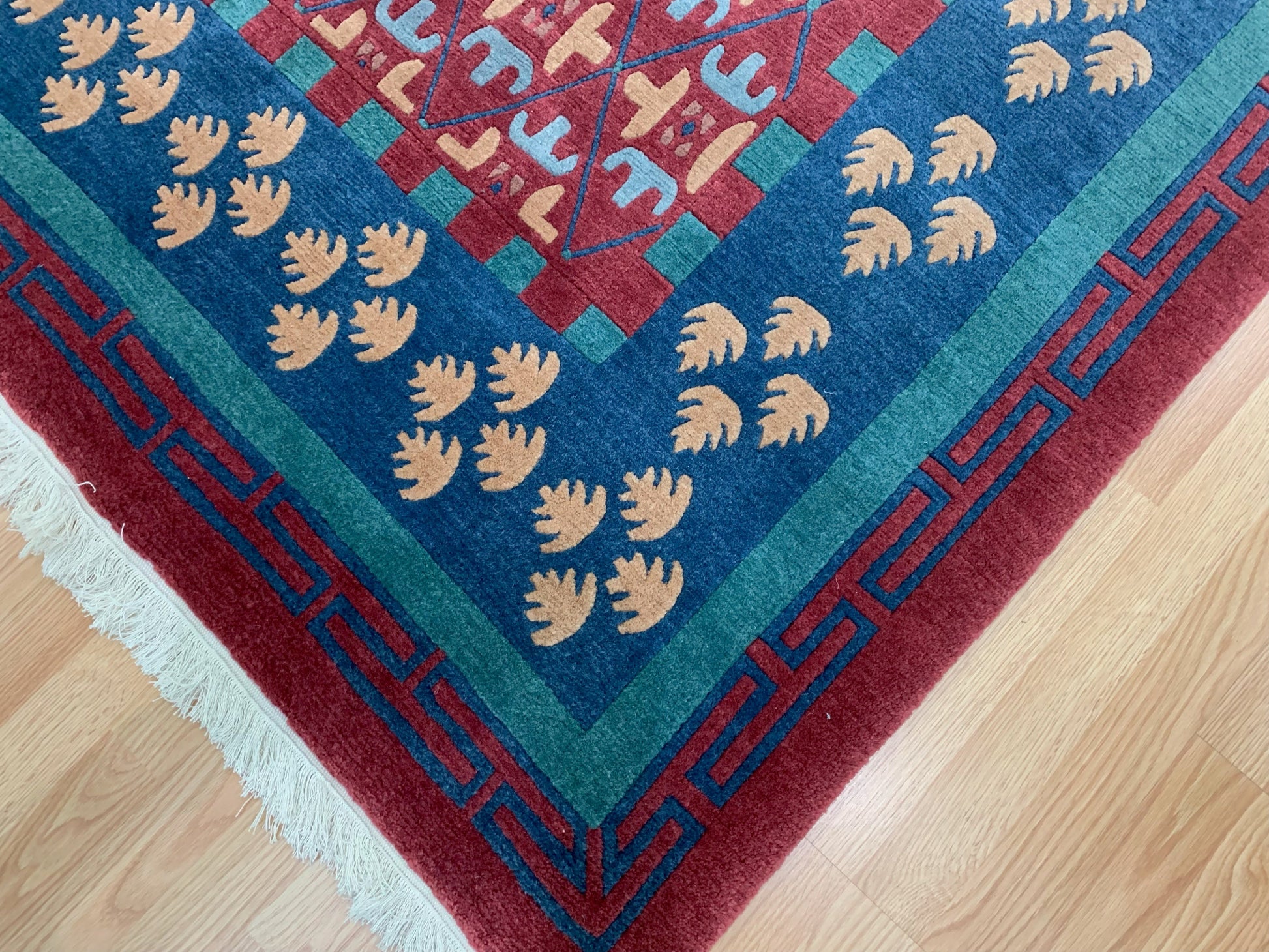 Hand-Knotted Wool Red/Blue Darchang Rug (6'x10')