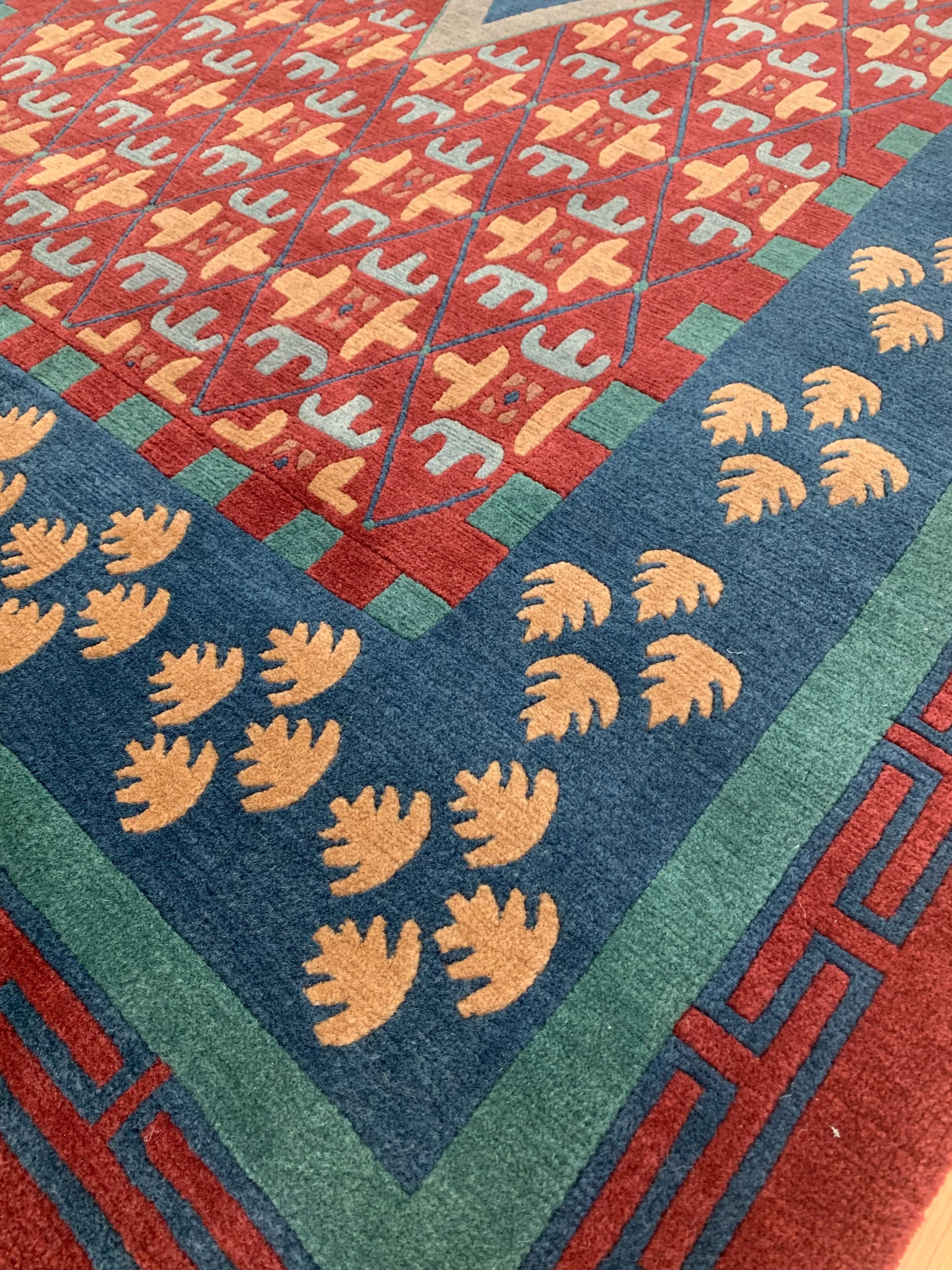Hand-Knotted Wool Red/Blue Darchang Rug (6'x10')