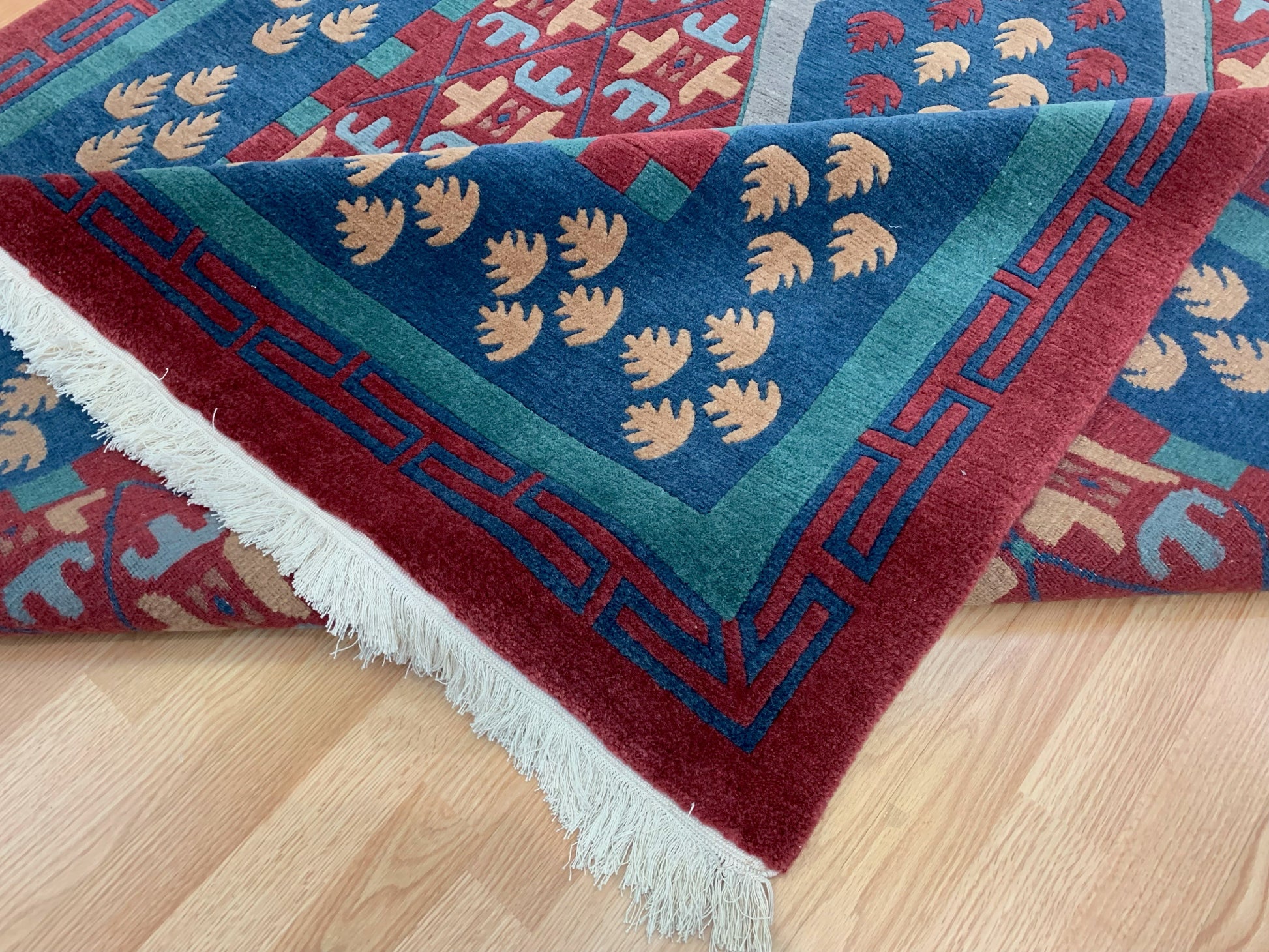 Hand-Knotted Wool Red/Blue Darchang Rug (6'x10')