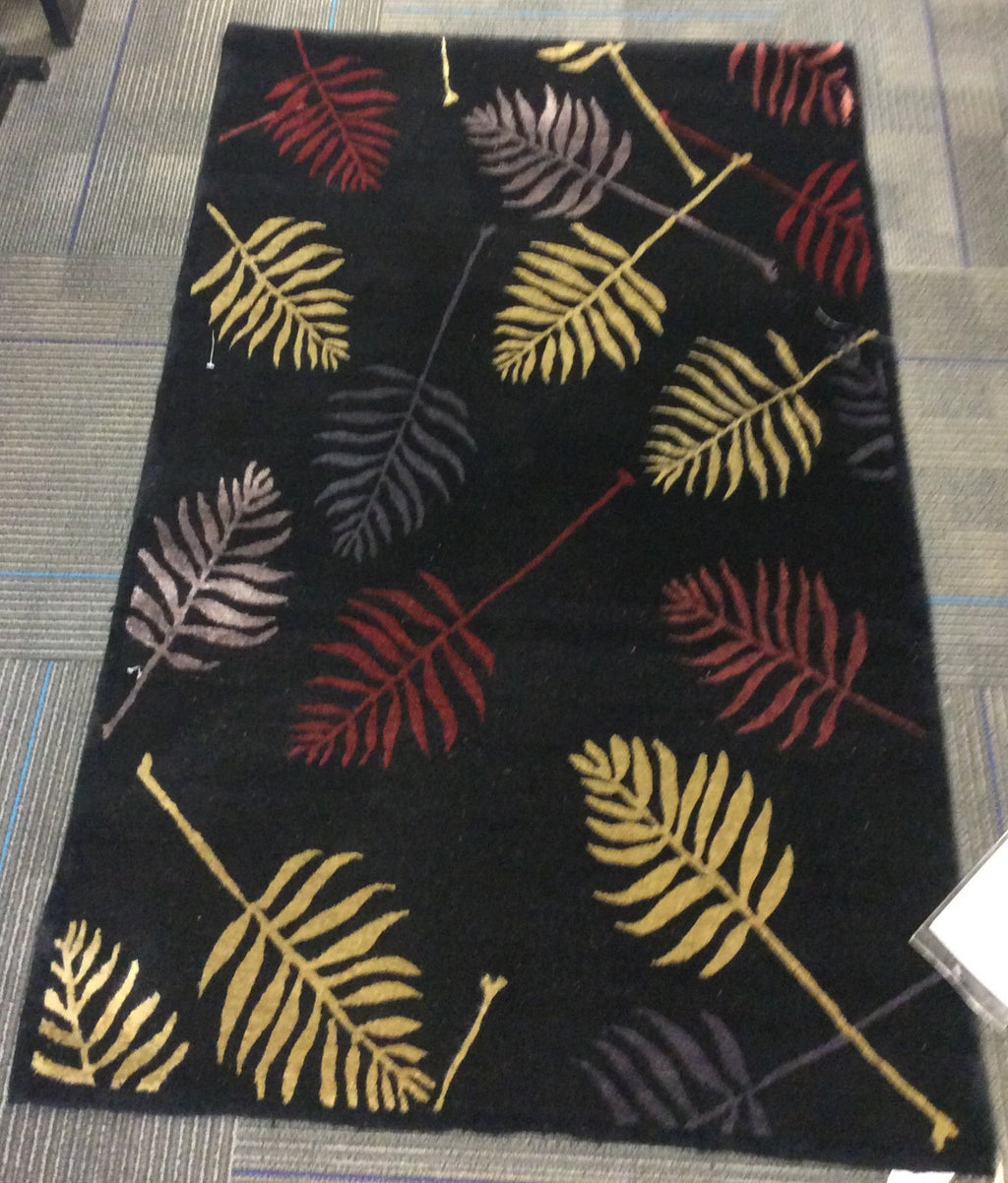 Hand-Knotted Wool and Silk Tufenkian Black Fronds Rug (3'x5')