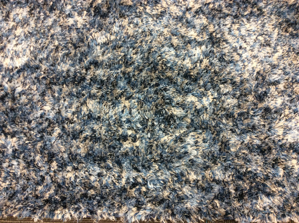 Hand Tufted Polyester Blue Grey Speckled Shag Rug (4'x6')