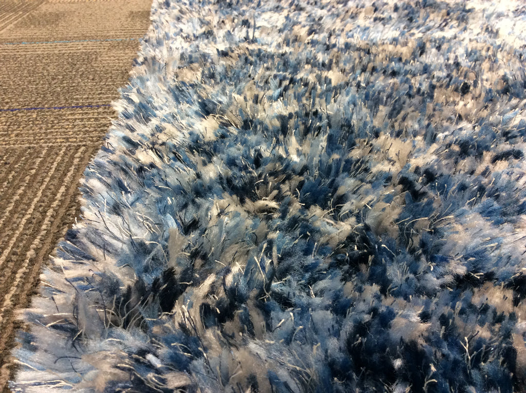 Hand Tufted Polyester Blue Grey Speckled Shag Rug (4'x6')