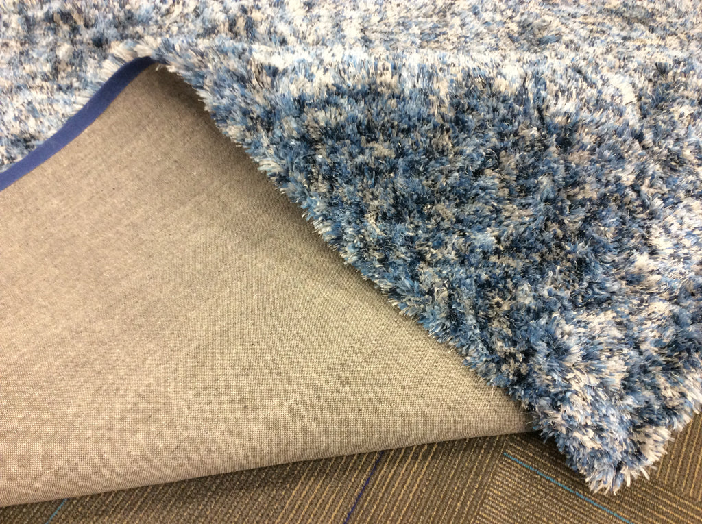 Hand Tufted Polyester Blue Grey Speckled Shag Rug (4'x6')