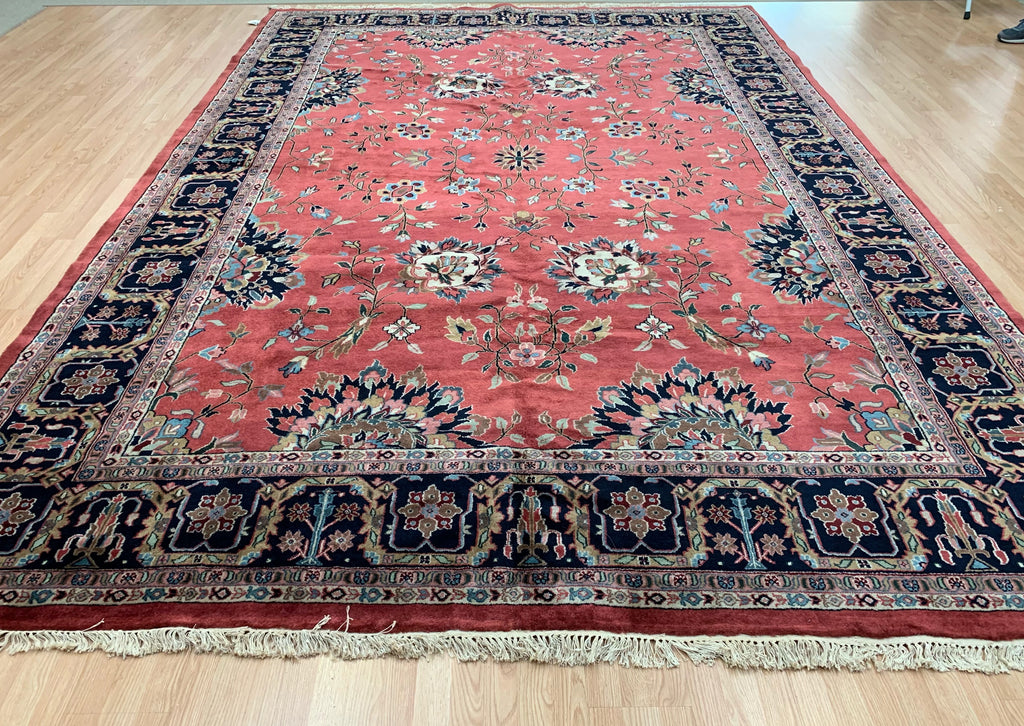Hand-Knotted Wool Red Ashfar Rug (9'10"x14')