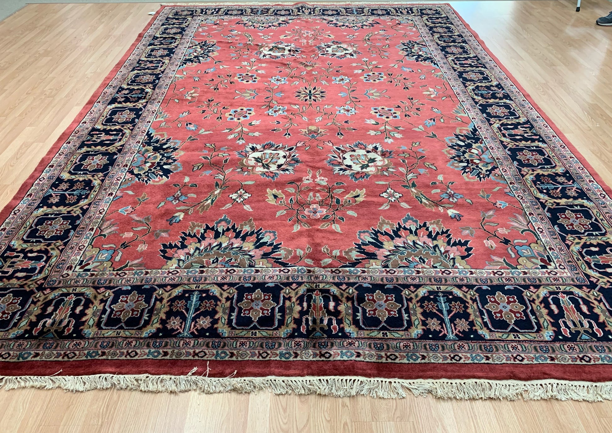Hand-Knotted Wool Red Ashfar Rug (9'10"x14')