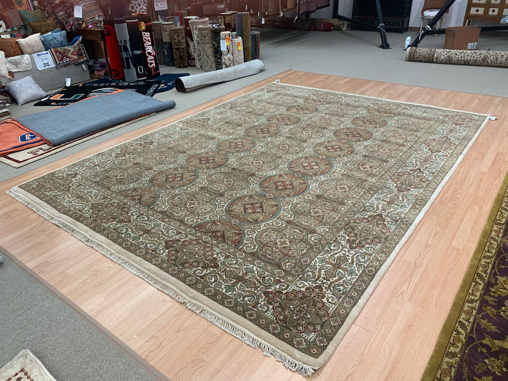 Hand-Knotted Wool Rambagh Beige Rug(9'1" x 12')