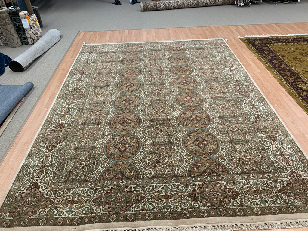 Hand-Knotted Wool Rambagh Beige Rug(9'1" x 12')