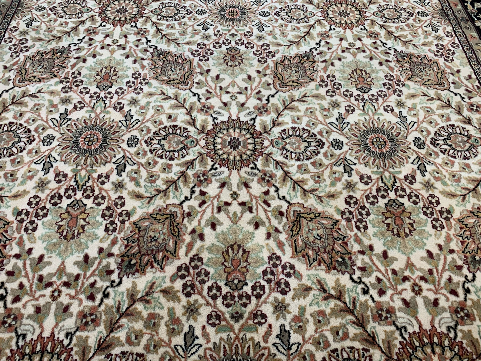 Hand-Knotted Wool Ivory/Black Jaipur Rug (9'x12')