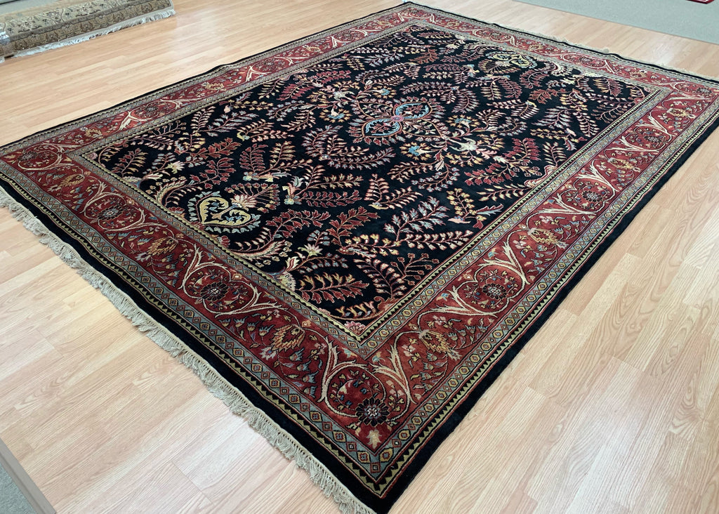 Hand-Knotted Wool Black Lillihan Sarouk Rug (9'x12')