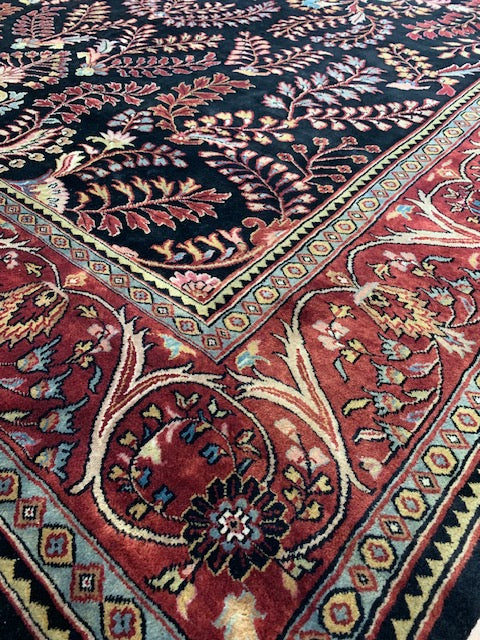 Hand-Knotted Wool Black Lillihan Sarouk Rug (9'x12')