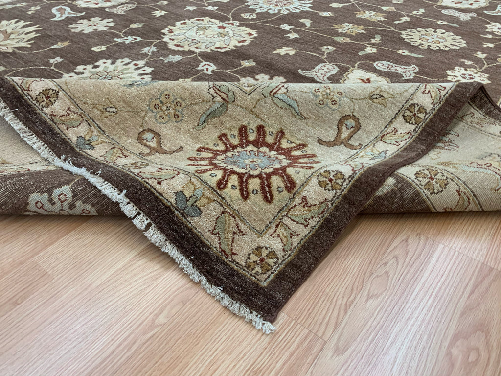 Hand-Knotted Wool Chocolate Agra Rug (8'11"'x12'1")