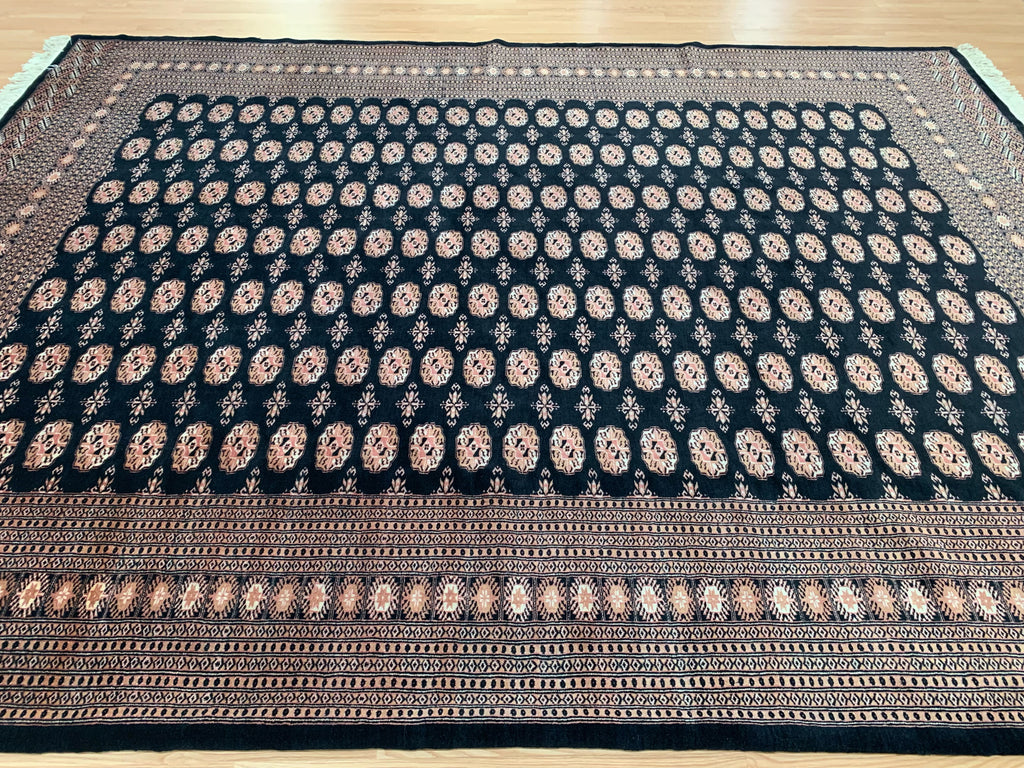 Hand-Knotted Black Lahore Bokhara Rug (9'4"x12'1")