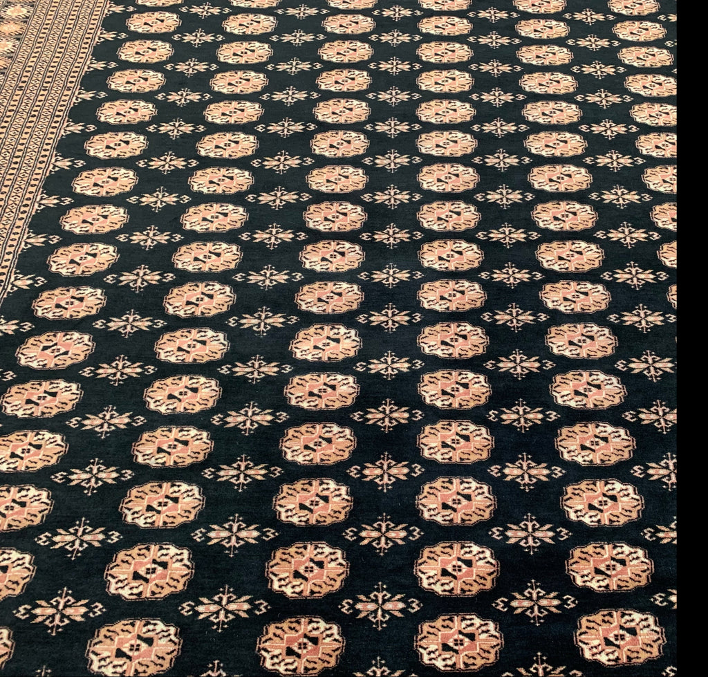 Hand-Knotted Black Lahore Bokhara Rug (9'4"x12'1")