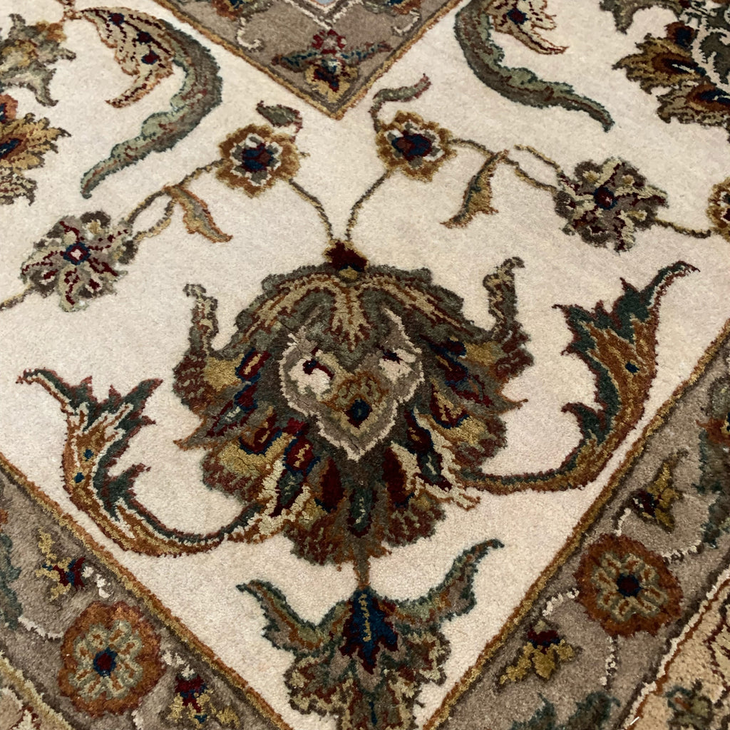 Hand-Knotted Silk and Wool Aqua/Beige Rug (9'1"x11'11")