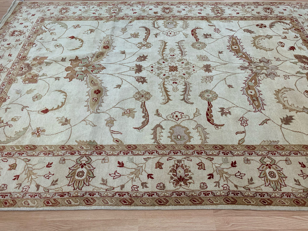 Hand-Knotted Wool Isfahan Ivory/Camel Rug (7'10"x11'6")