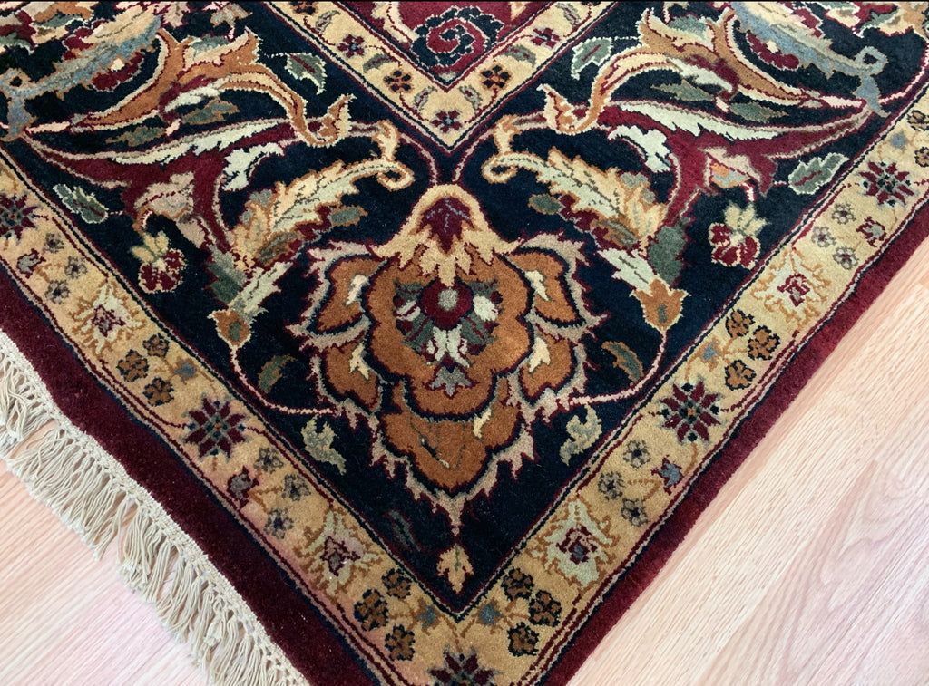 Hand-Knotted Wool Burgundy/Black Mahal Rug (8'x10'3")