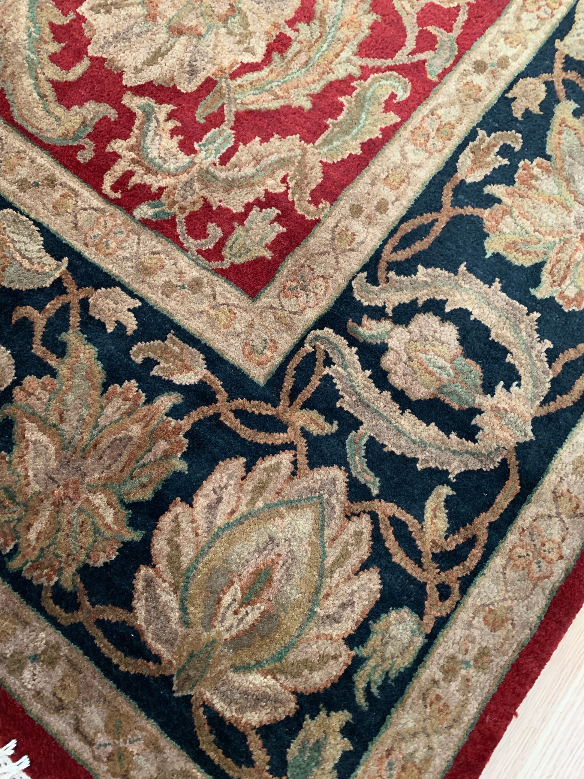 Hand-Knotted Wool Jaipur Red/Black Heritage Rug (8'x10'2")