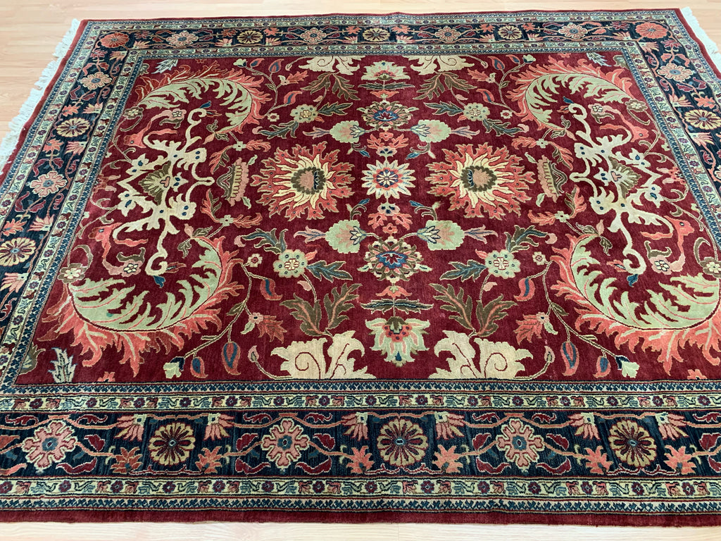 Vintage Hand-Knotted Wool Red/Black Indo Mahal Rug (8'x10')