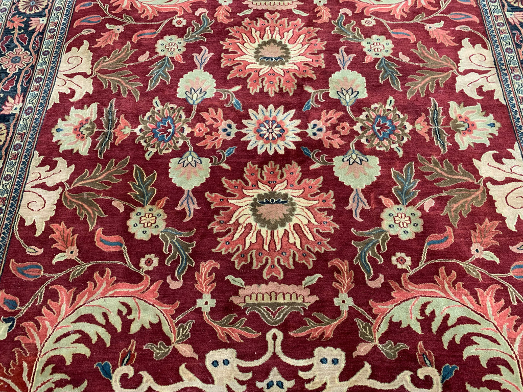 Vintage Hand-Knotted Wool Red/Black Indo Mahal Rug (8'x10')