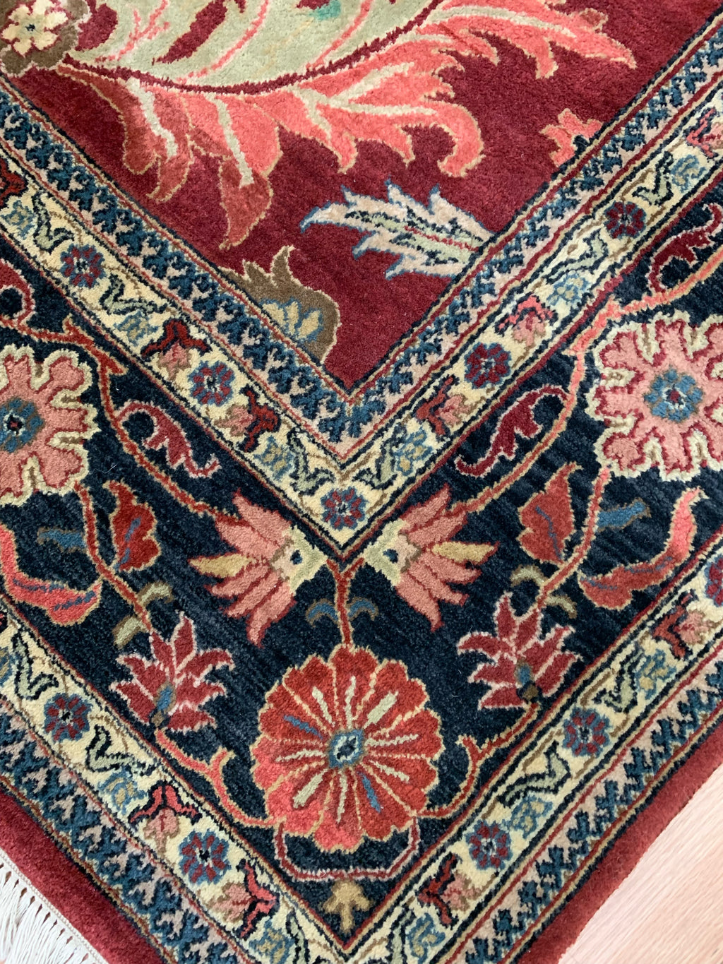 Vintage Hand-Knotted Wool Red/Black Indo Mahal Rug (8'x10')
