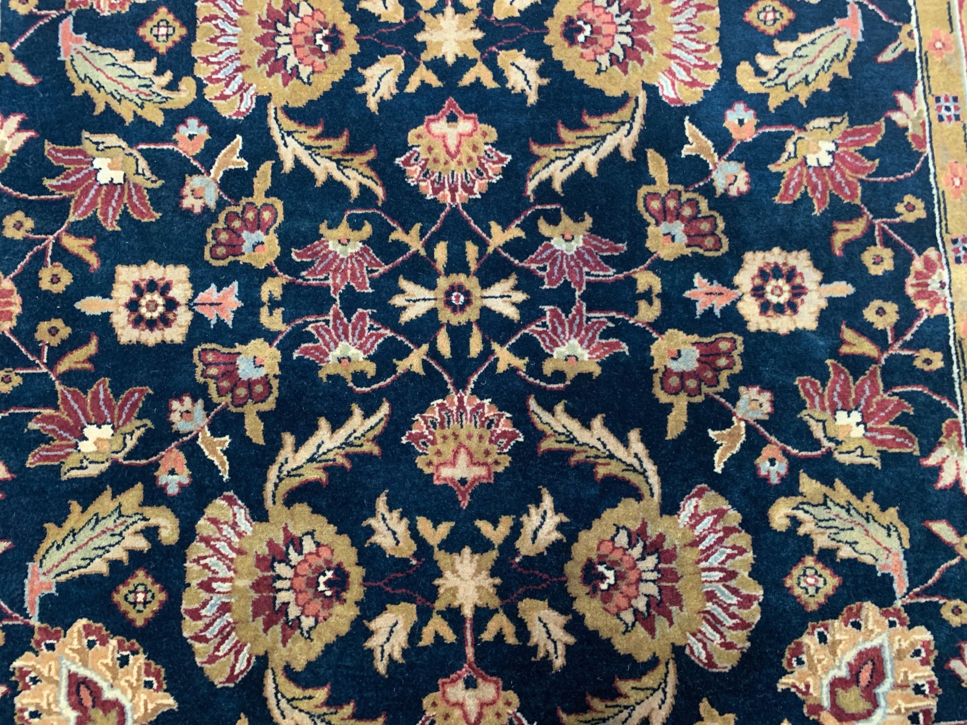 Hand-Knotted Wool Navy/Red Super Jaipur Rug (6'x9')