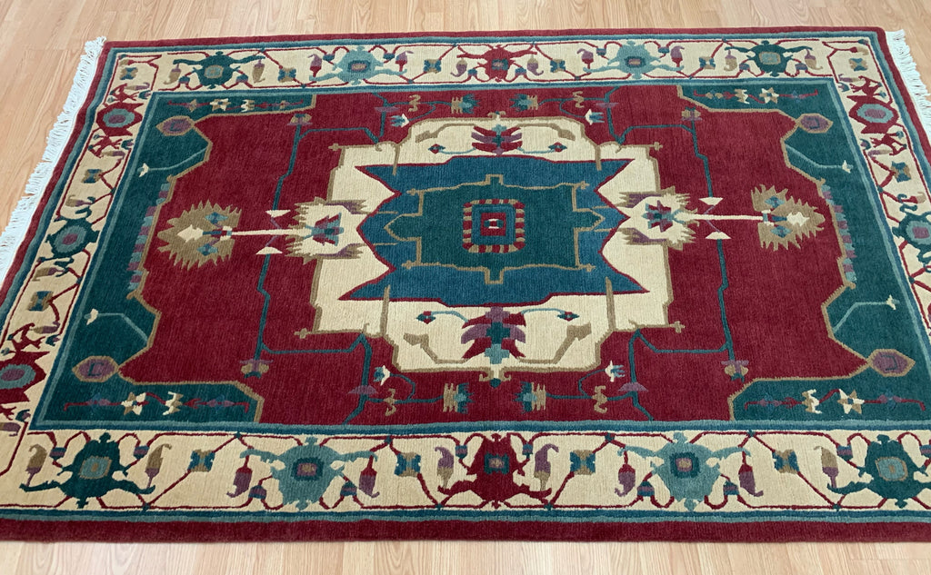 Hand-Knotted Wool Tufenkian Red/Ivory Serapi Rug (6'x9')