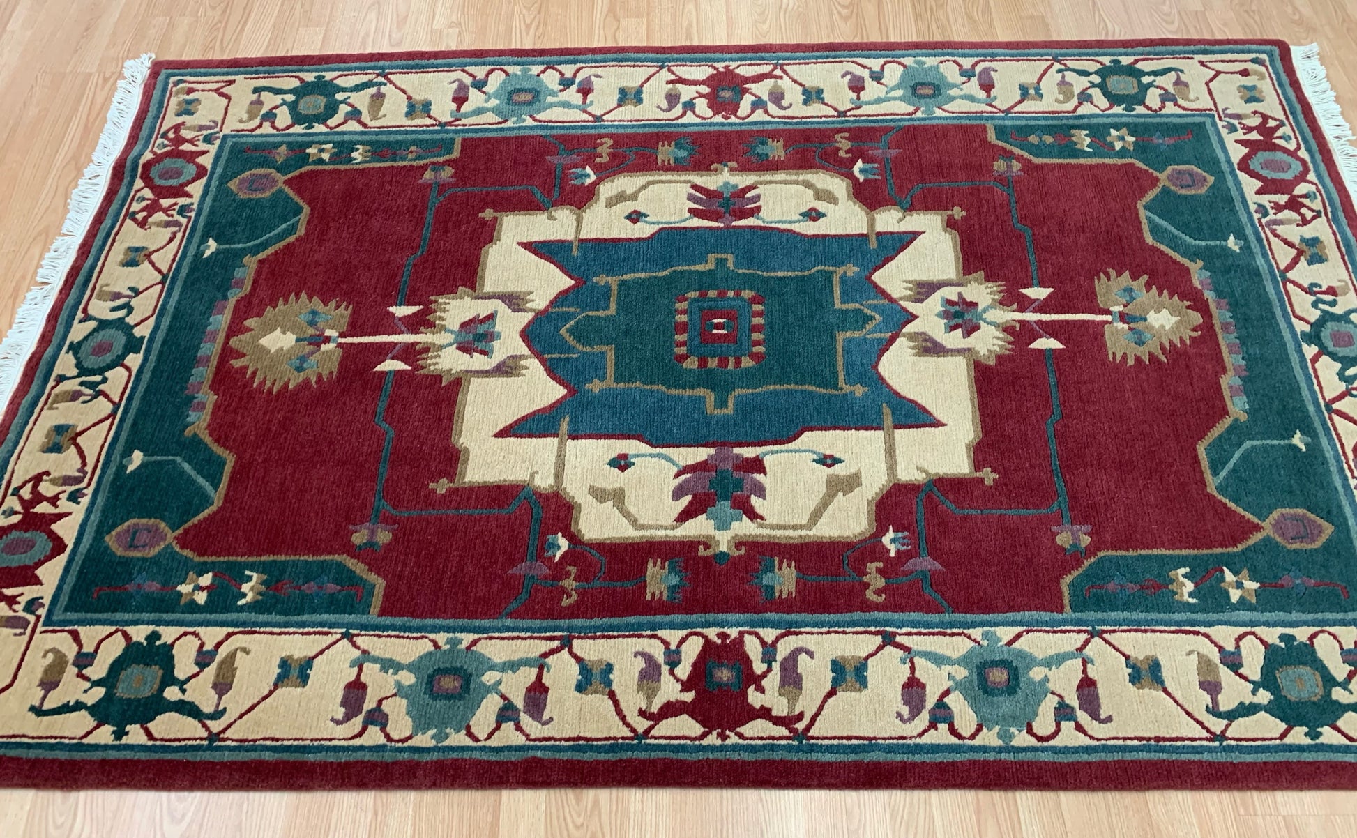 Hand-Knotted Wool Tufenkian Red/Ivory Serapi Rug (6'x9')