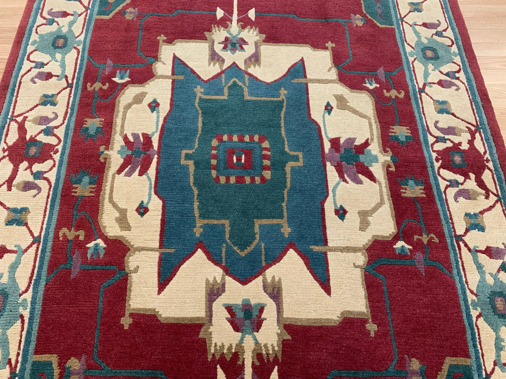 Hand-Knotted Wool Tufenkian Red/Ivory Serapi Rug (6'x9')