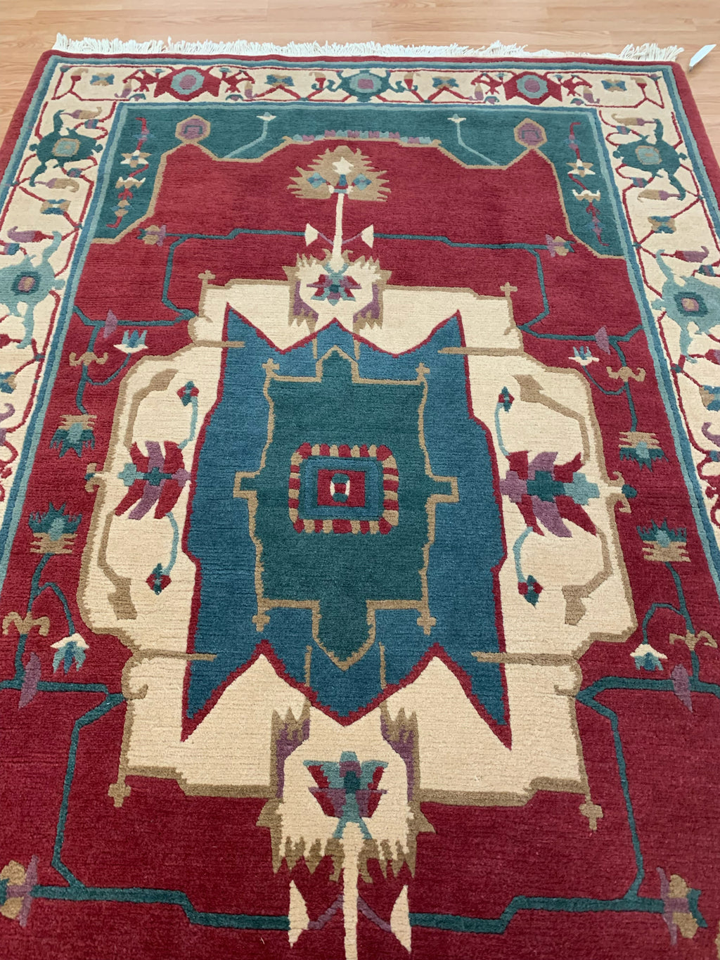 Hand-Knotted Wool Tufenkian Red/Ivory Serapi Rug (6'x9')