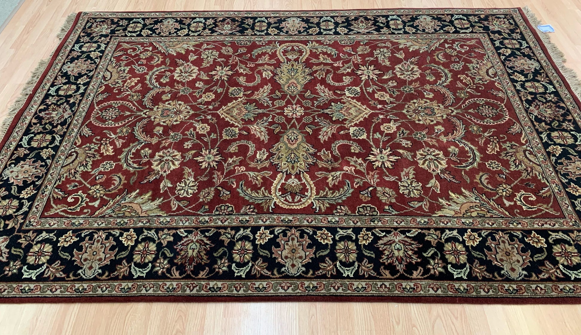 Hand-Knotted Wool Red/Black Tabriz Rug (6'x9')