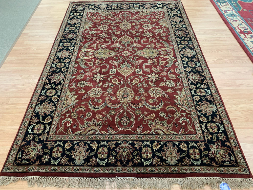 Hand-Knotted Wool Red/Black Tabriz Rug (6'x9')