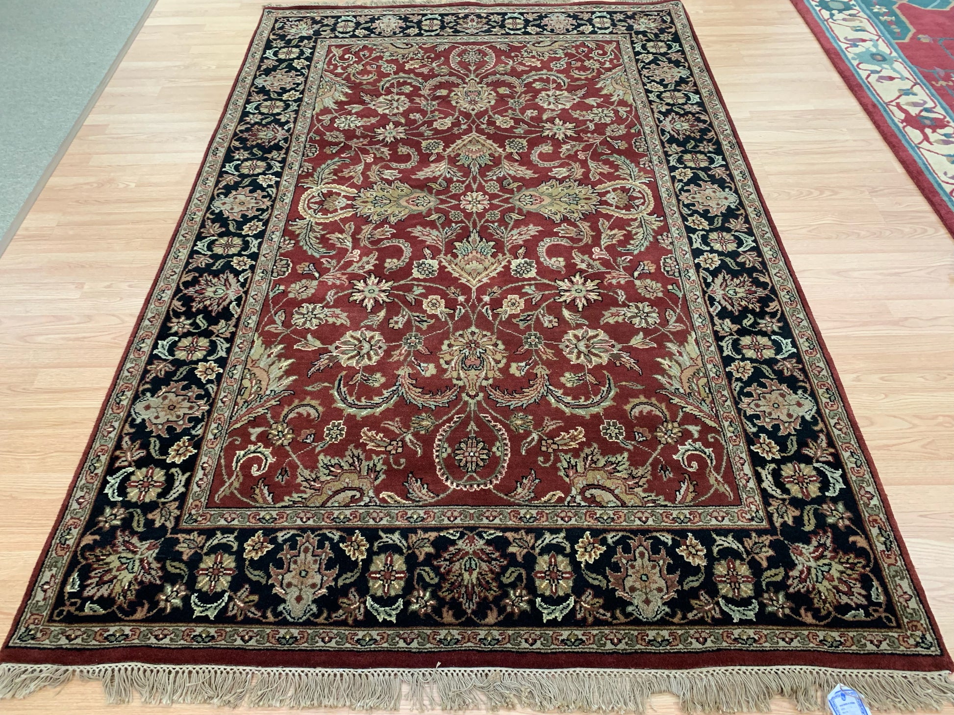 Hand-Knotted Wool Red/Black Tabriz Rug (6'x9')
