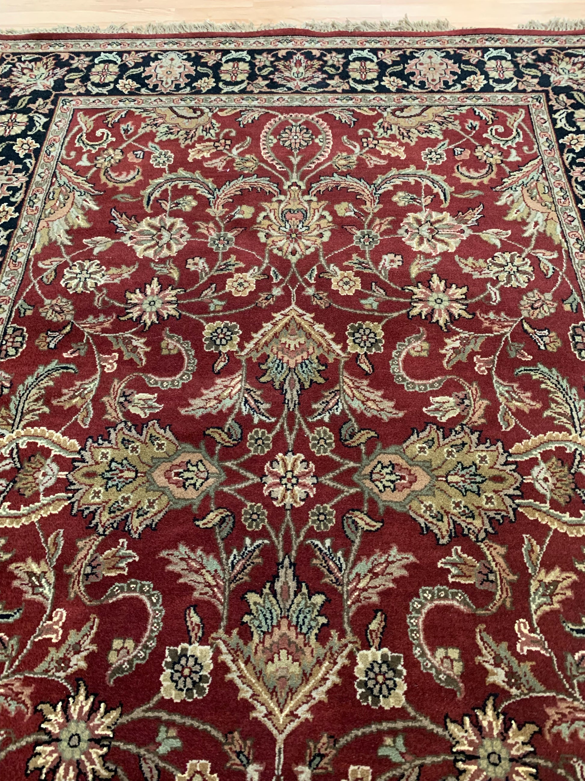 Hand-Knotted Wool Red/Black Tabriz Rug (6'x9')