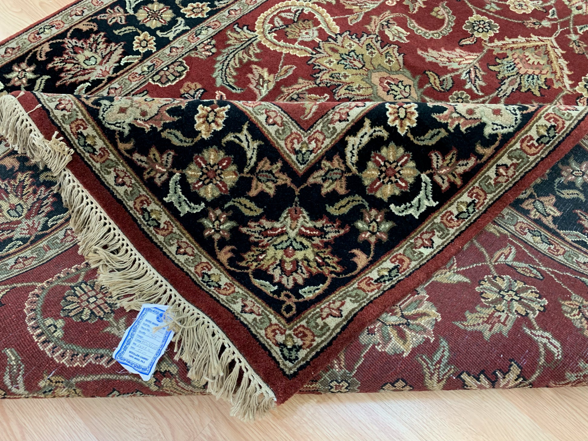 Hand-Knotted Wool Red/Black Tabriz Rug (6'x9')