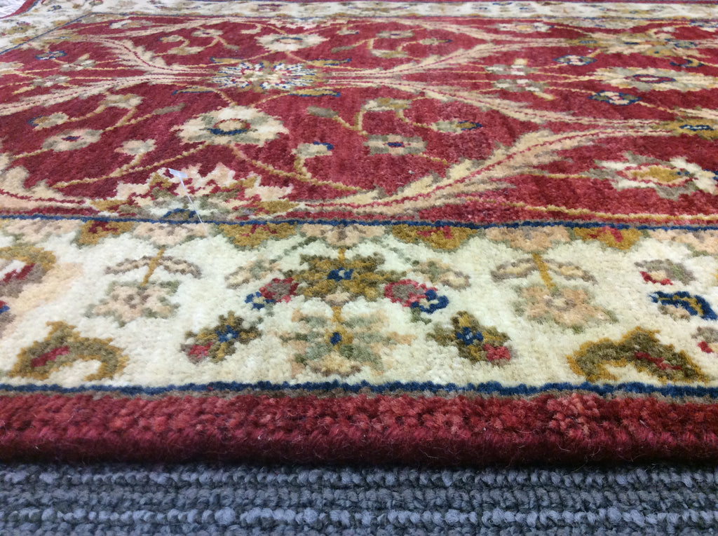 Hand-Knotted Wool Red/Gold Mughal Runner (2'6"x9'8"Rnr)