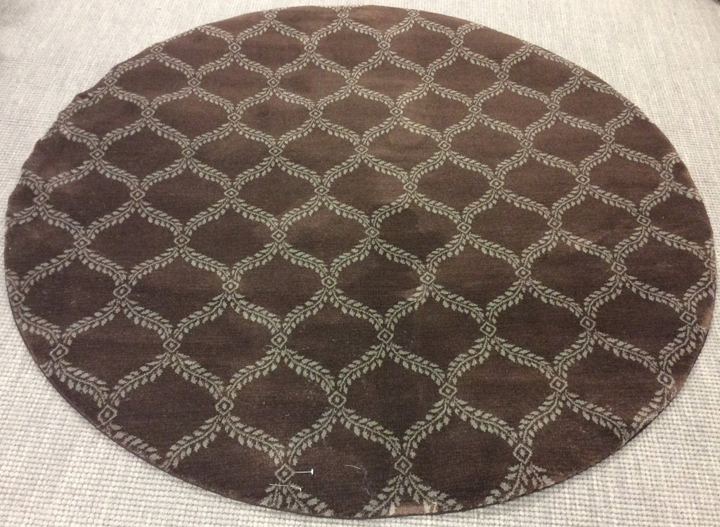 Machine Woven Polypropylene Stanton Brown/Aqua Arabesque Round Rug (5'Rd)