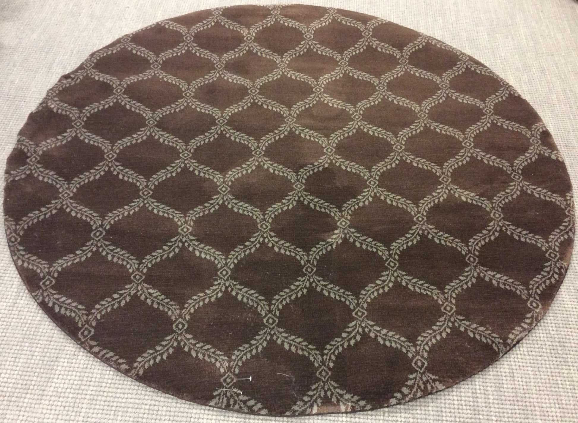 Machine Woven Polypropylene Stanton Brown/Aqua Arabesque Round Rug (5'Rd)