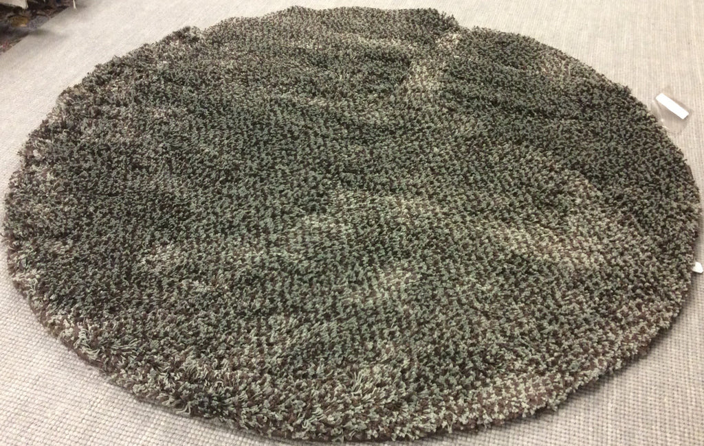 Machine Woven Nylon Oriental Weavers Loft Aqua/Brown Shag Round Rug (6'Rd)