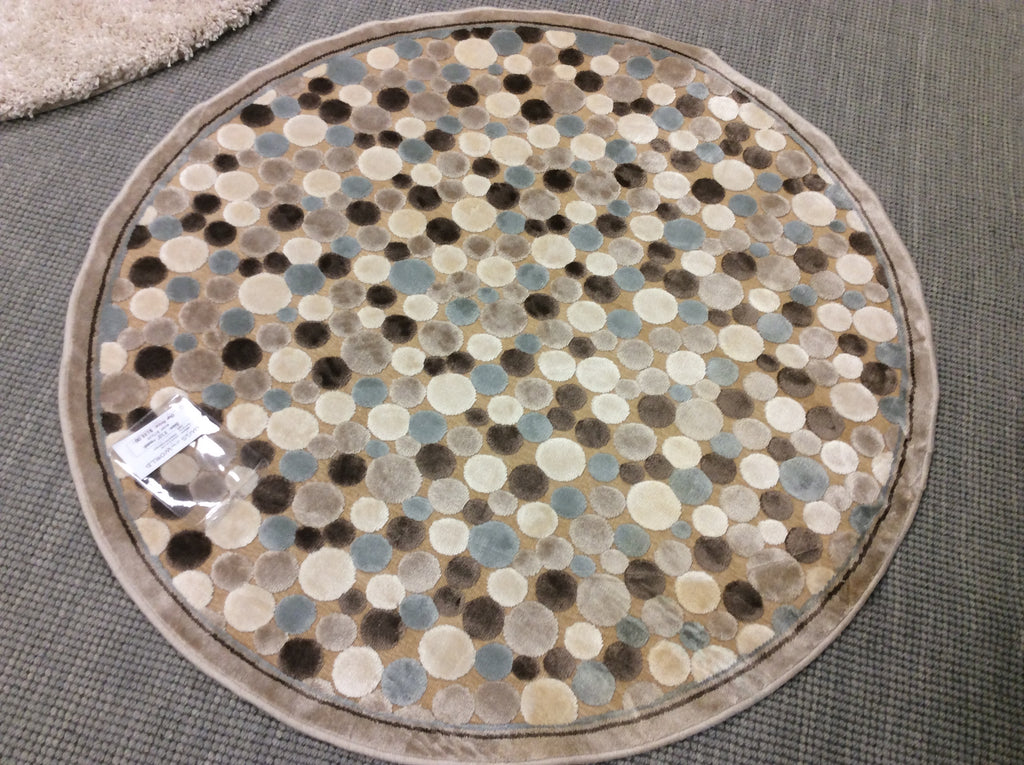 Machine Woven Chenille Loloi Halton Grey/Brown Round Rug (4'Rd)