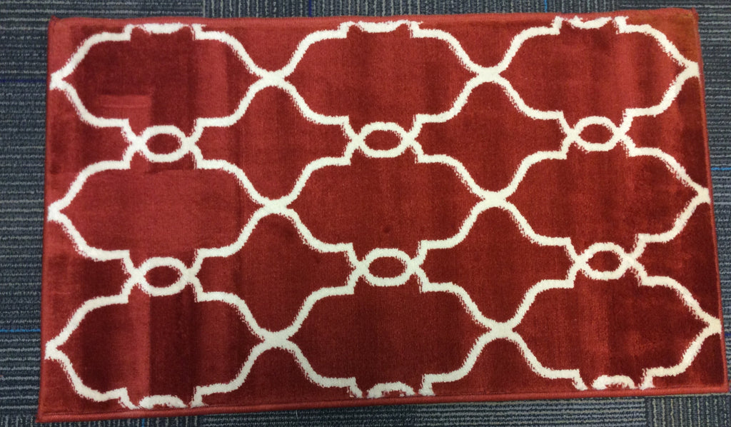 Machine Woven Polypropylene Fire Red Arabesque Rug (2'x3')