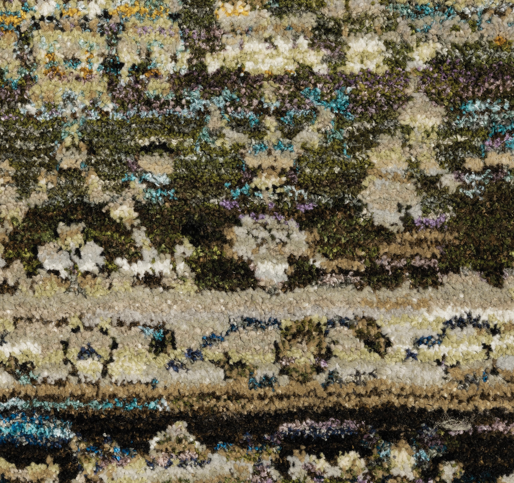 Close-up of a textured rug with multicolor pattern