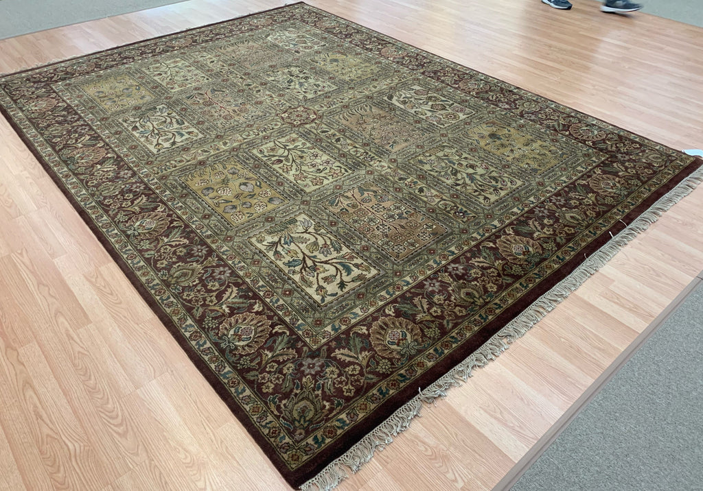 Vintage Hand-Knotted Wool Panel Baktari Rug (9'1''x12'1")