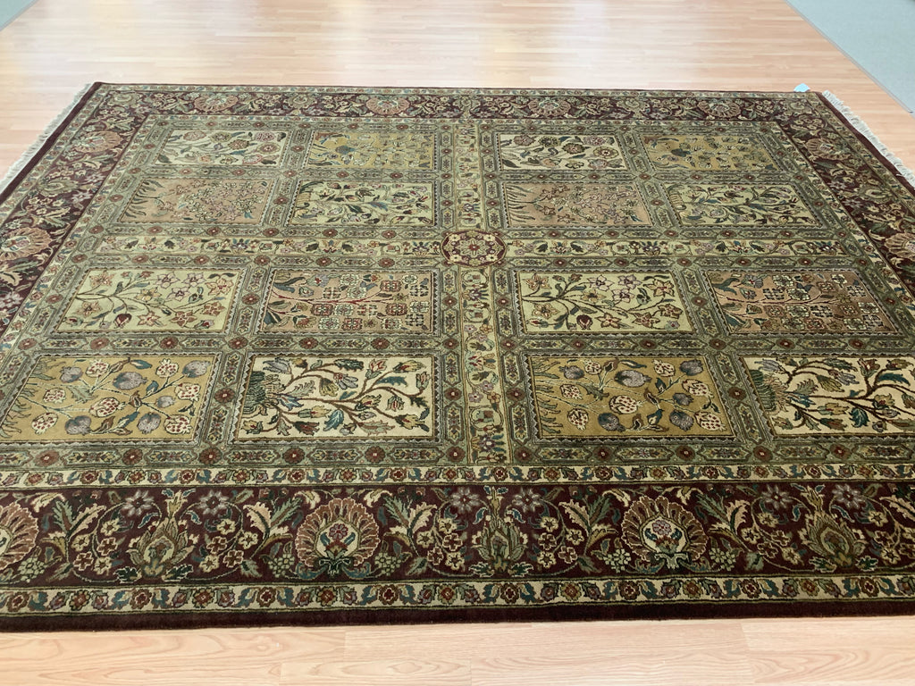 Vintage Hand-Knotted Wool Panel Baktari Rug (9'1''x12'1")