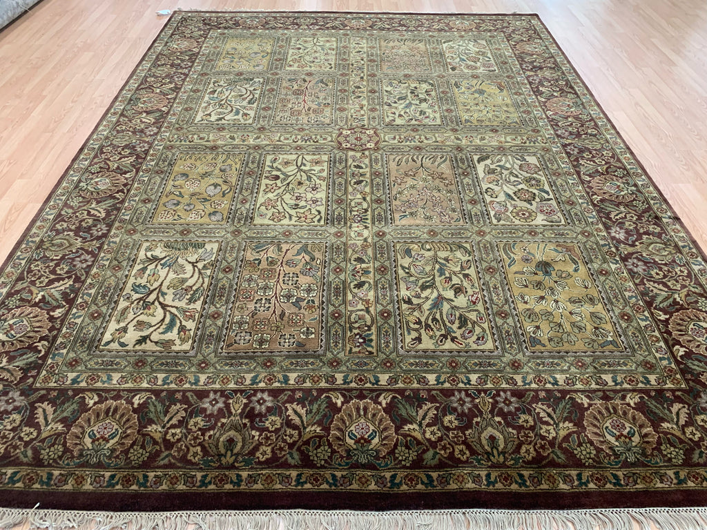 Vintage Hand-Knotted Wool Panel Baktari Rug (9'1''x12'1")