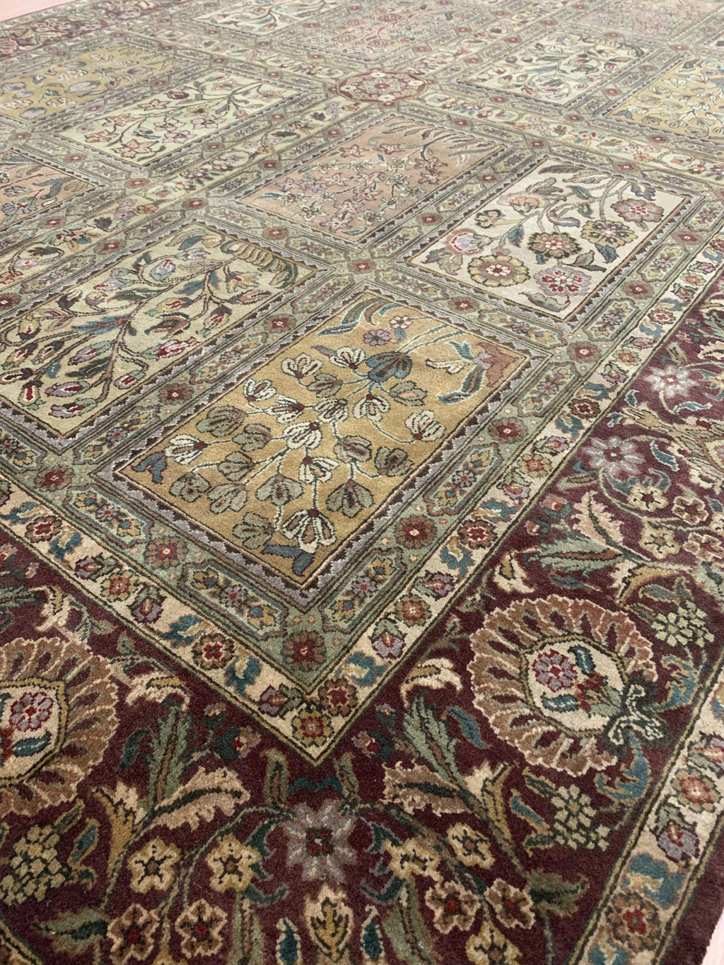 Vintage Hand-Knotted Wool Panel Baktari Rug (9'1''x12'1")