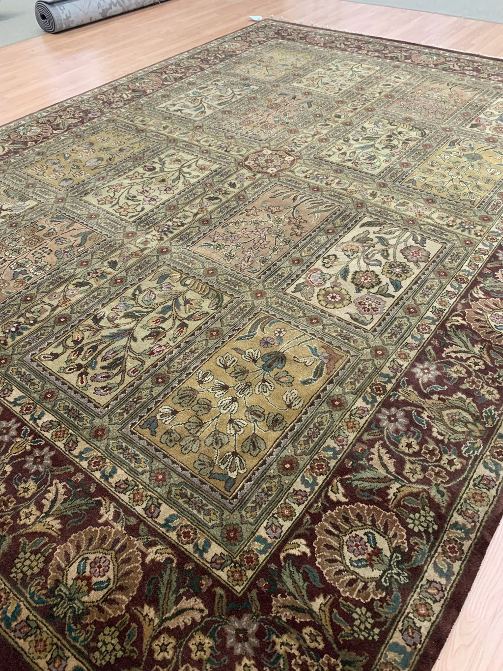 Vintage Hand-Knotted Wool Panel Baktari Rug (9'1''x12'1")