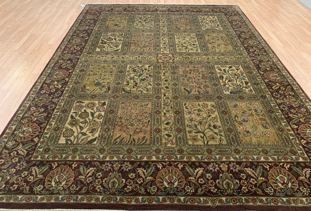 Vintage Hand-Knotted Wool Panel Baktari Rug (9'1''x12'1")