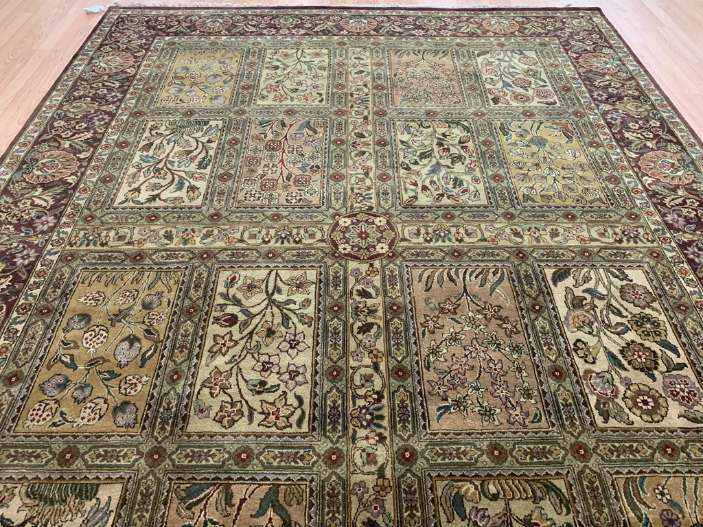 Vintage Hand-Knotted Wool Panel Baktari Rug (9'1''x12'1")