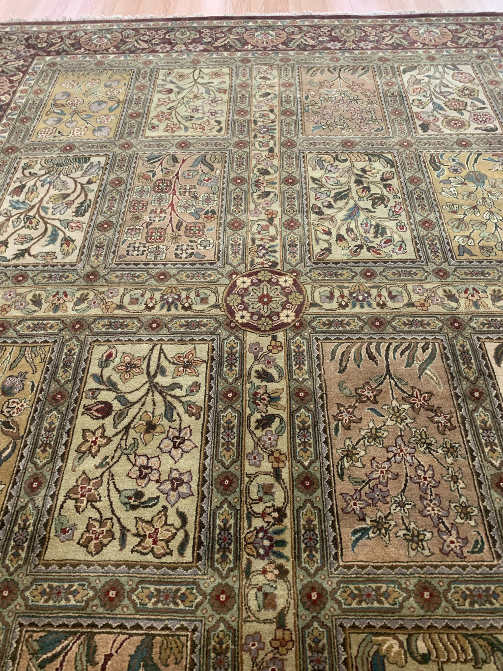 Vintage Hand-Knotted Wool Panel Baktari Rug (9'1''x12'1")