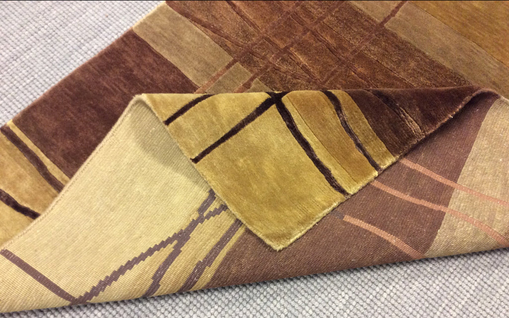 Hand-Knotted Wool & Silk Tibetan Lines Rug (4'x5'11")